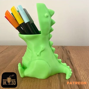 Dinosaur Pot 3D Printing File, Dinosaur Pencil Holder, Pencil Holder Stl, T-rex Pot for Pencils and Flowers, Kid Gift Ideas, Dinosaur Stl