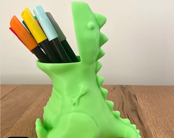 Dinosaur Pot 3D Printing File, Dinosaur Pencil Holder, Pencil Holder Stl, T-rex Pot for Pencils and Flowers, Kid Gift Ideas, Dinosaur Stl