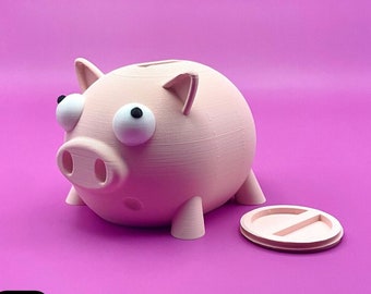 Piggy Bank STL Files For 3D Printing, Pig Money Box Digital Files, Cute Pig For Coins, Kids Room Decor 3D Model, Animal Piggy Bank Money Box
