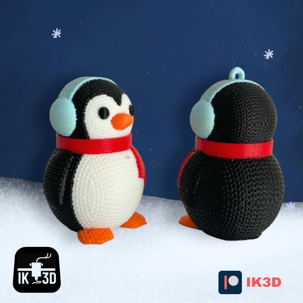 3D Printing STL Files Knitted Penguin Ornament Tree, Penguin Gift Ideas, Digital Files, Winter Home Decor