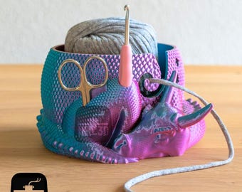 Dragon Yarn Bowl 3D Printing Files, Yarn Holder, Crochet Tool Holder, Knitting Crocheting Gift Ideas, Knitting Bowl, Yarn Organizer STL