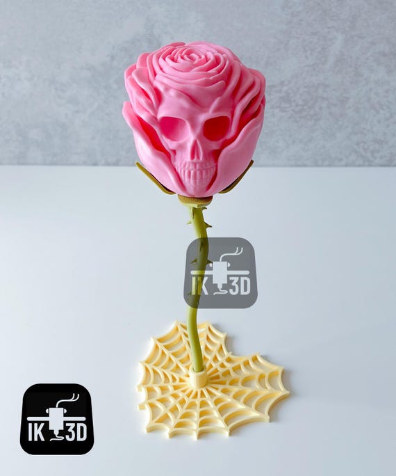 Skull Rose STL File, Gothic 3D Printing Model, Halloween Decor, Skull Lover Gift, Halloween STL
