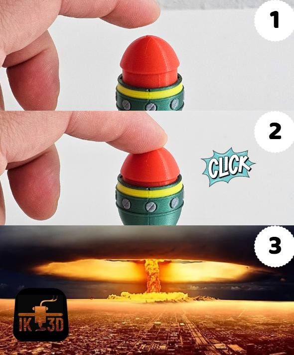 Fidget Toys 3D Printing STL, Sensory Toy, Mini Nuke Clicker Toy ...