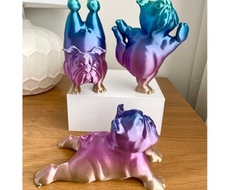 Englische Bulldogge Yoga Set von 3 Digitaler Download, Englische Bulldogge Figuren Stl, Englische Bulldogge Dekor, 3D Druckdateien, Bulldogge Dekor, Hund