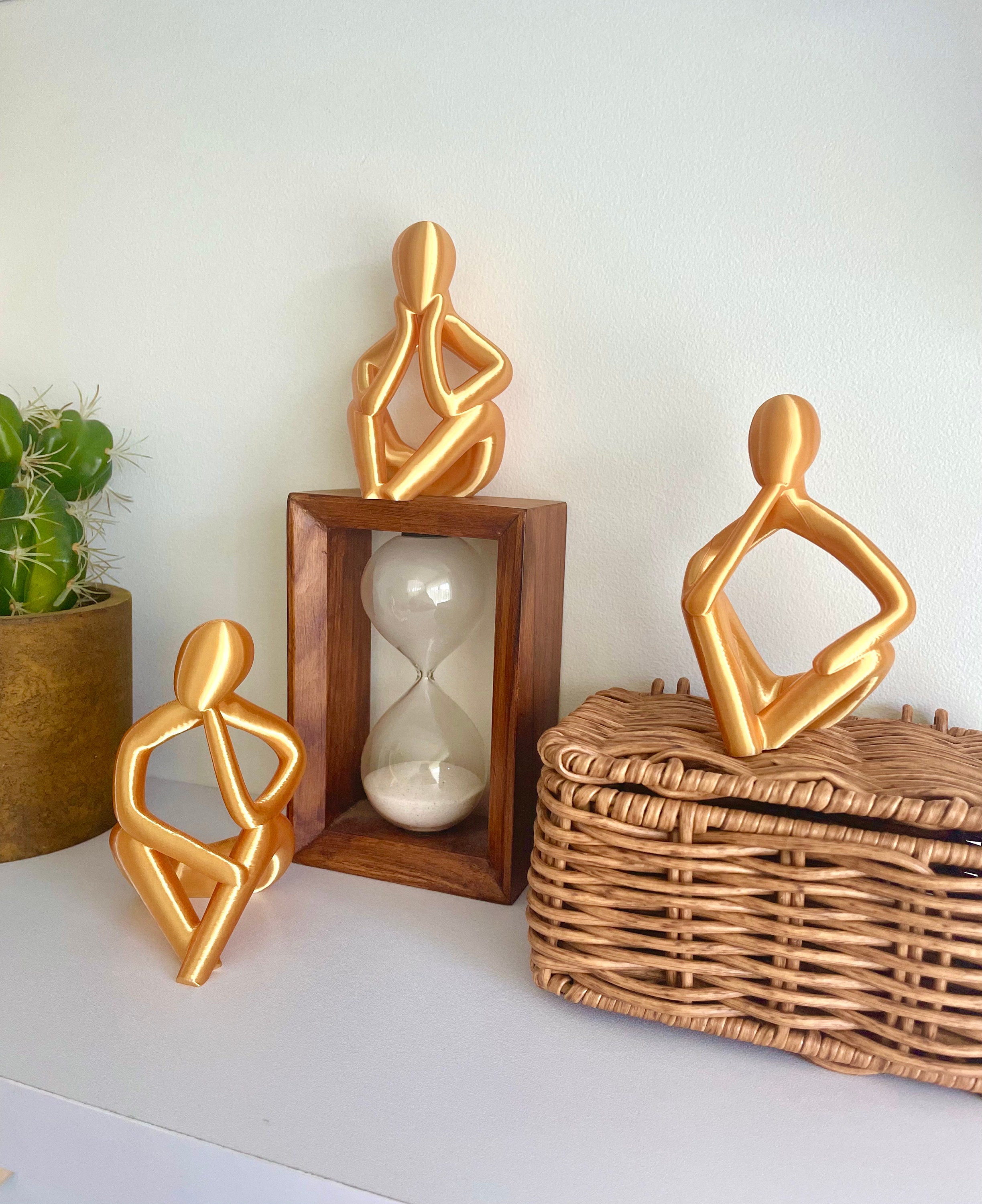 Artibetter 3 Stück Gold Thinker Statuen – Abstrakte Harz Skulpturen Für Deko Zu Hause & Büro