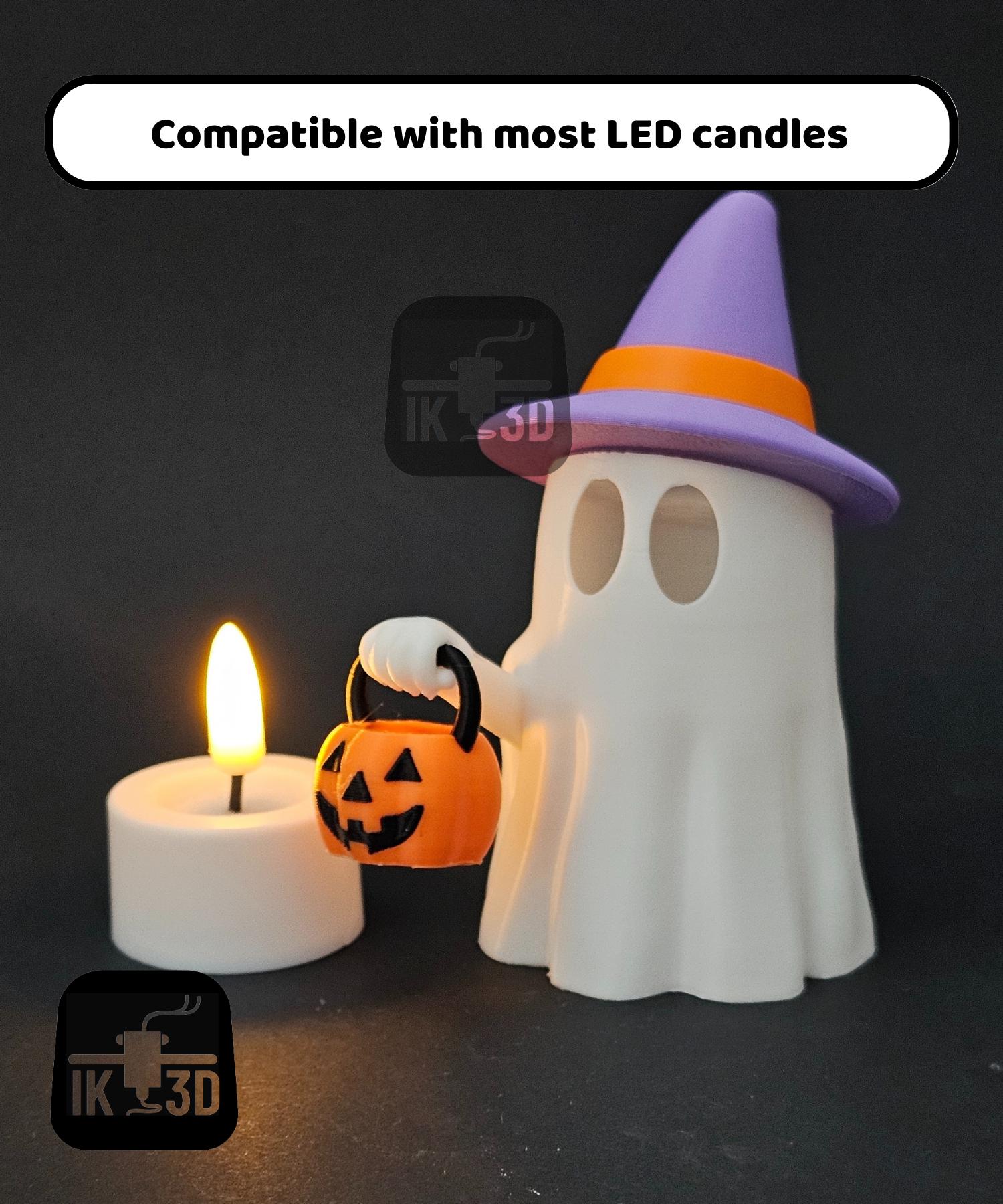 3Dプリント用ハロウィンSTL、ゴーストランプLEDキャンドル、かわいい