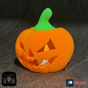 Archivos STL de calabaza tejida impresa en 3D: Jack-O-Lantern de Halloween (archivos digitales)