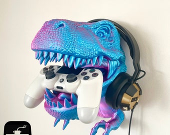 T-rex Head 3D Printing Files, Dinosaur Wall Mounted Headphones and Controller Holder Digital Files, 3D Model Custom Made Tyrannosaurus Rex