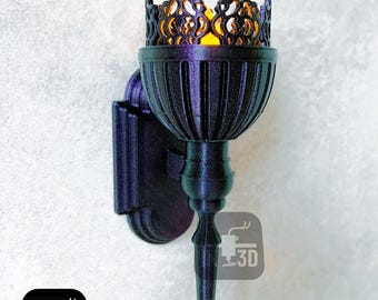 Set di lampade gotiche per stampa 3D, decorazioni per la casa stampabili in 3D STL, portacandele a LED, file per stampa 3D, decorazioni artistiche da parete