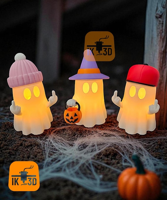 3Dプリント用ハロウィンSTL、ゴーストランプLEDキャンドル、かわいい