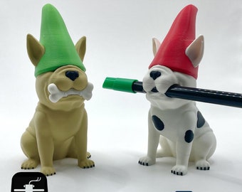 STL Files For 3D Printing Dog With Gnome Hat, Cute Dog Figurine Digital File, Dog Pencil Holder, Cute Dog Figurine, Dog STL, Home Decor STL