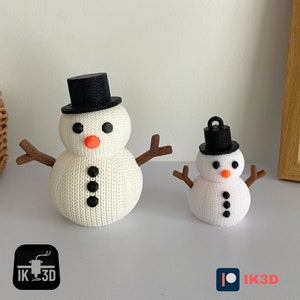 3D プリント STL ファイル クリスマス、ニット スノーマン オーナメント ツリー、冬のホーム デコレーション、LED キャンドル ホルダー
