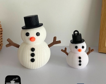 3D Printing STL Files Christmas, Knitted Snowman Ornament Tree, Winter Home Decor, LED Candle Holder
