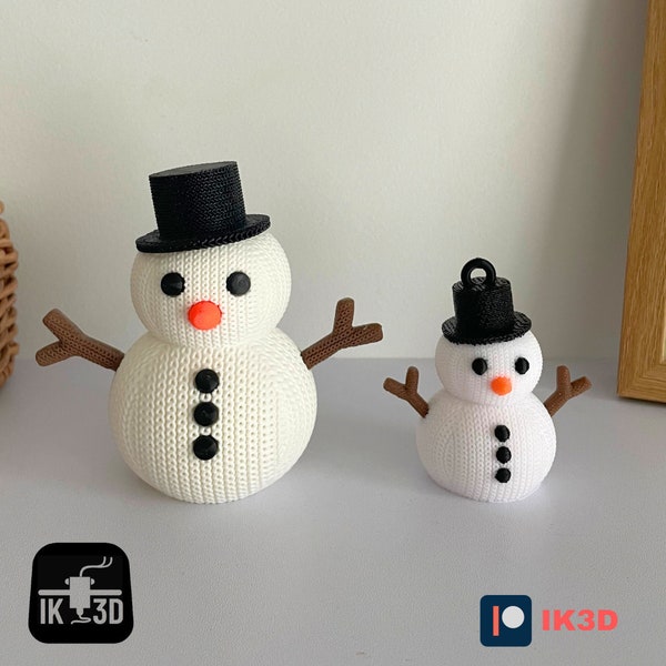 3D Printing STL Files Christmas, Knitted Snowman Ornament Tree, Winter Home Decor, LED Candle Holder