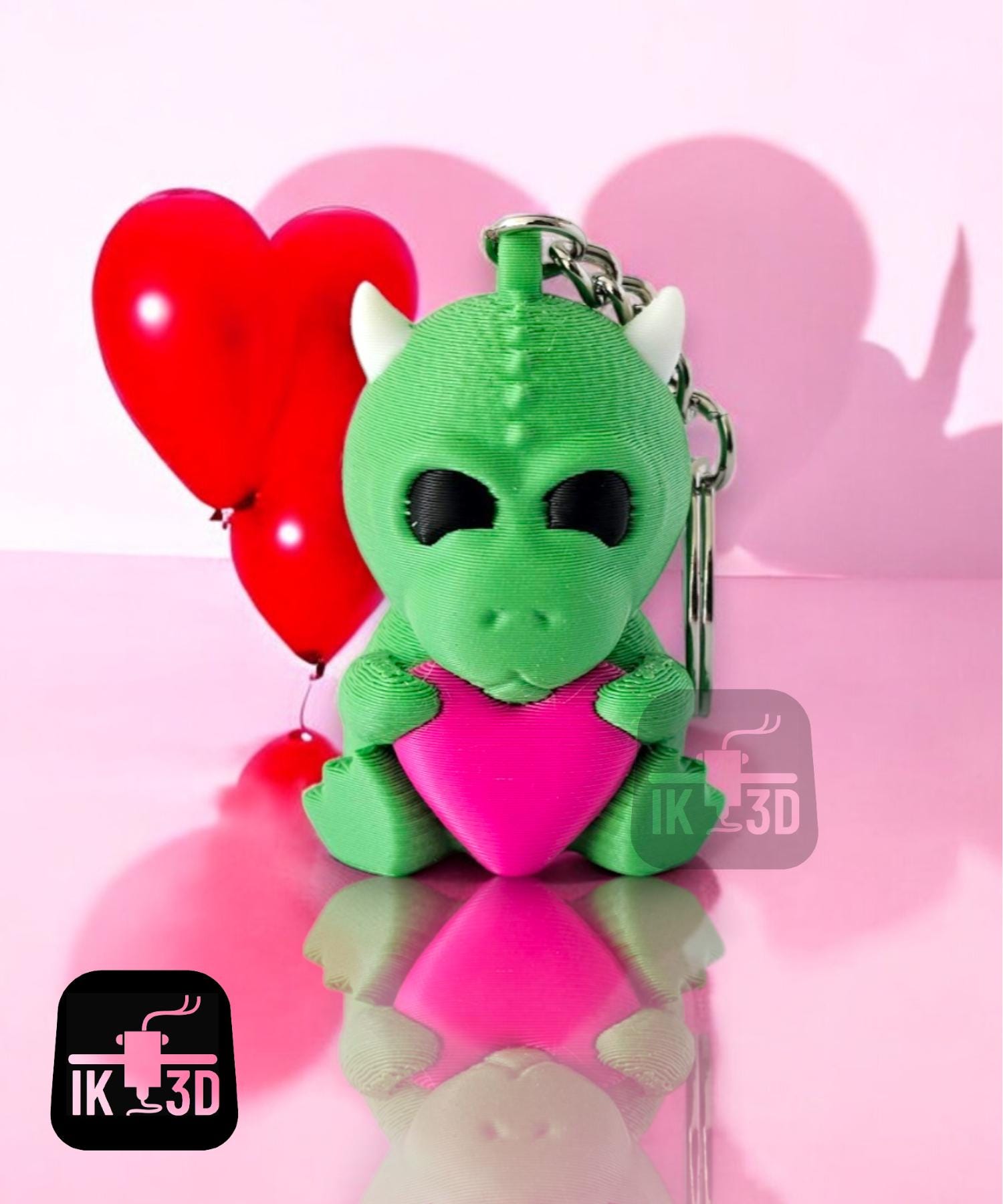 Drache STL mit Herz Figur, Drache Schlüsselanhänger 3D Druck, Valentinstag Geschenke, 3MF Factory Files, mehrfarbige Dateien für den 3D-Druck