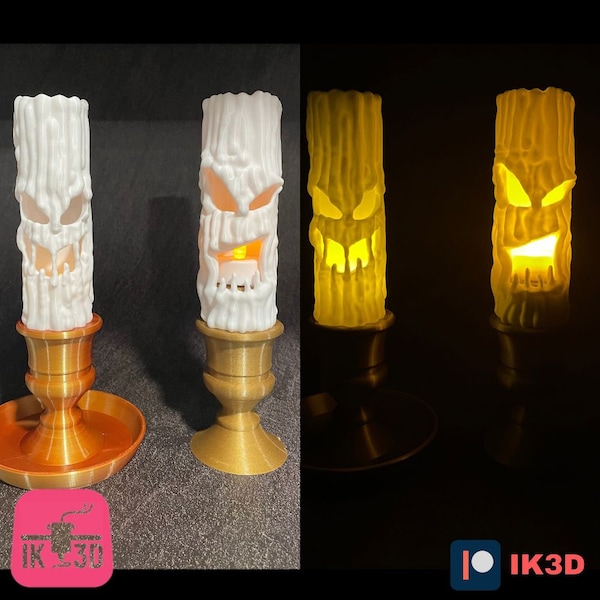 STL 3D Printing Creepy Candles Halloween, Fun LED Candle Holder Decoration, Horror Candles Digital Files, Funny Candles with Candlestick