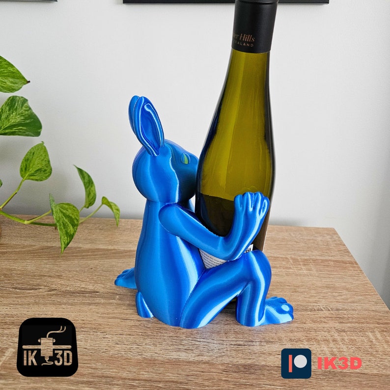 Wine Rabbit Shape Bunny Wine Bottle Holder STL 3D Printing Files, Rabbit Wine Display ...
