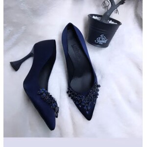 Navy crystal shoes hotsell