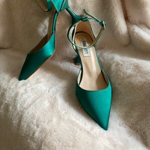 Glamorous Wedding Shoes Satin Custom Fabric Green Bridal - Etsy