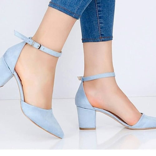 BLUE SUEDE SHOES Low Heels Baby Blue Low Heels Pumps Light - Etsy