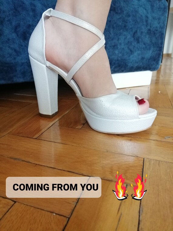 Witte bruid schoenen zeer comfortabele laag-hoge hakken - Etsy België