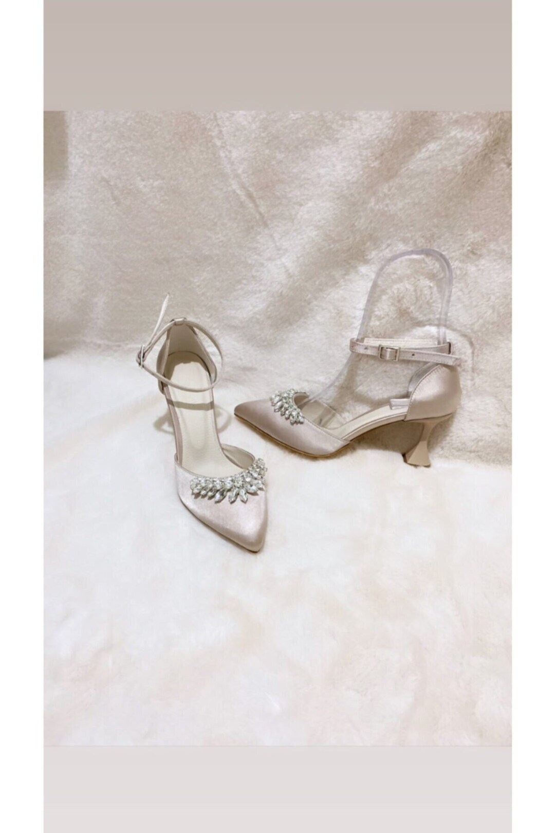 silver rhinestone satin wedding shoes