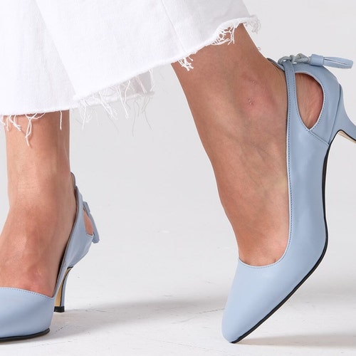 Blue Bridal Shoes Baby Blue Kitten Heel Wedding Flats for Etsy