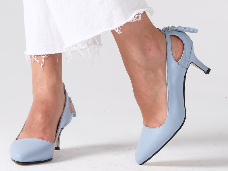 Blue Bridal Shoes Baby Blue Kitten Heel Wedding Flats for Etsy