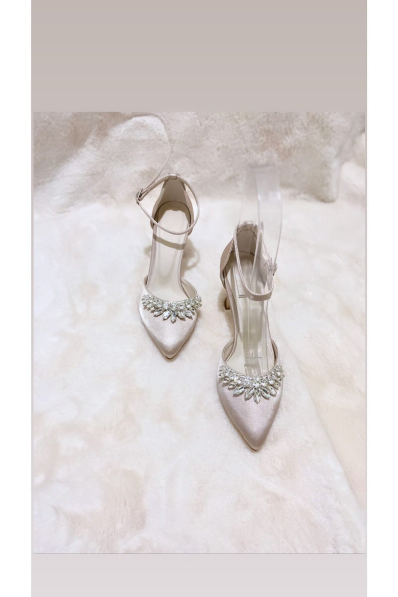 silver rhinestone satin wedding shoes