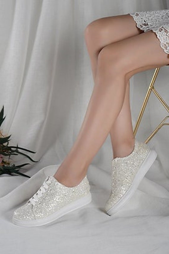 Zapatillas novia zapatillas de boda con purpurina Etsy México