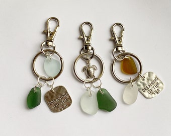 Sea glass clasp keyring