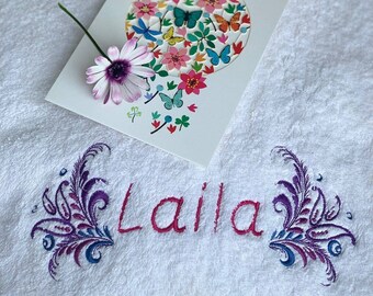 Personalised towels ,Personalised embroidered bath towels with name ,Personalised monogrammed bath towels, Embroidered towels for gifts