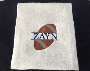 Football Design Bath Towel/  Embroidered gift/ Customisable Towel/ Personalised Towel with Name/ Bath Towel for boy/ Gift/