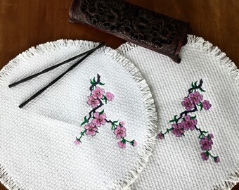 Cherry Blossom Embroidered placemat/Dining Placemat /Embroidered Placemat/Jute Placemat