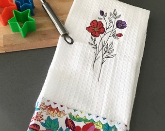 Embroidered kitchen Towel /Kitchen towel/ Cotton Tea Towel/Flower theme kitchen Towel