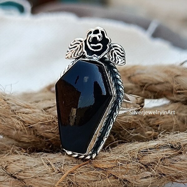 Black Onyx Ring, 925 Sterling Silver Handmade Ring, Silver Designer Ring, Birthday Stone Ring, Women Ring, Gift For Her, Onyx Gemstone Ring