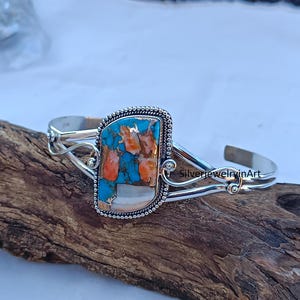 Oyster Copper Turquoise Bangle,Gemstone Bangle ,Anniversary Gift, Women Jewelry,Gemstone Jewelry,Gift For Christmas, Handmade Silver Bangle.