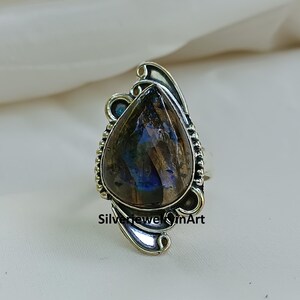 Blue Labradorite Ring, 925 Sterling Silver Handmade Ring, Statement Ring,Boho Ring,Labradorite Gemstone Jewelry,Designer Ring,Christmas Gift