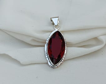 Pendentif En Argent 925 Et Quartz Rose Naturel - Fait Main - Longueur 2,5 Pouces