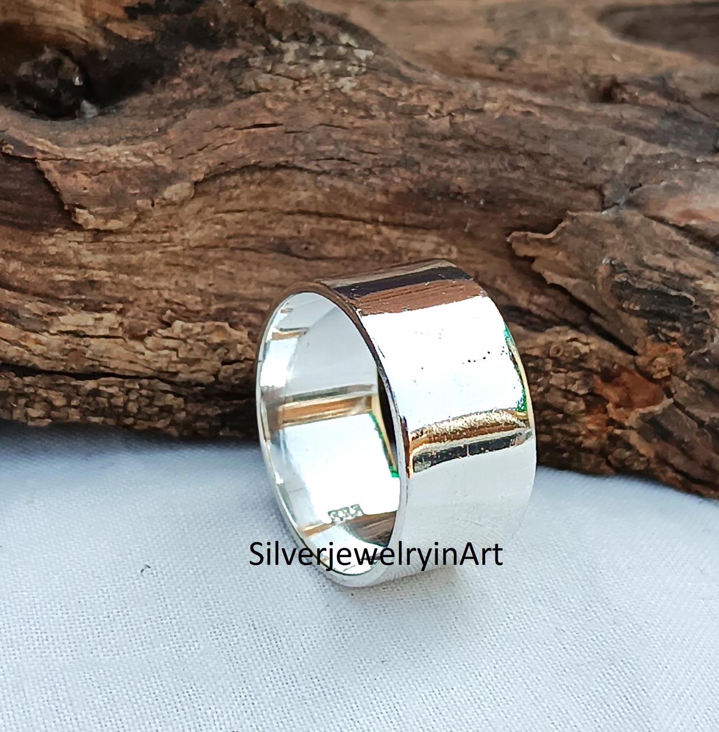 925 Sterling Silver Wide Band Ring: Simple Stacking Jewelry - Etsy