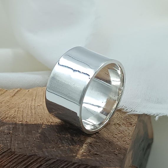Handmade 925 Sterling Silver Wide Band Ring: Thick Statement