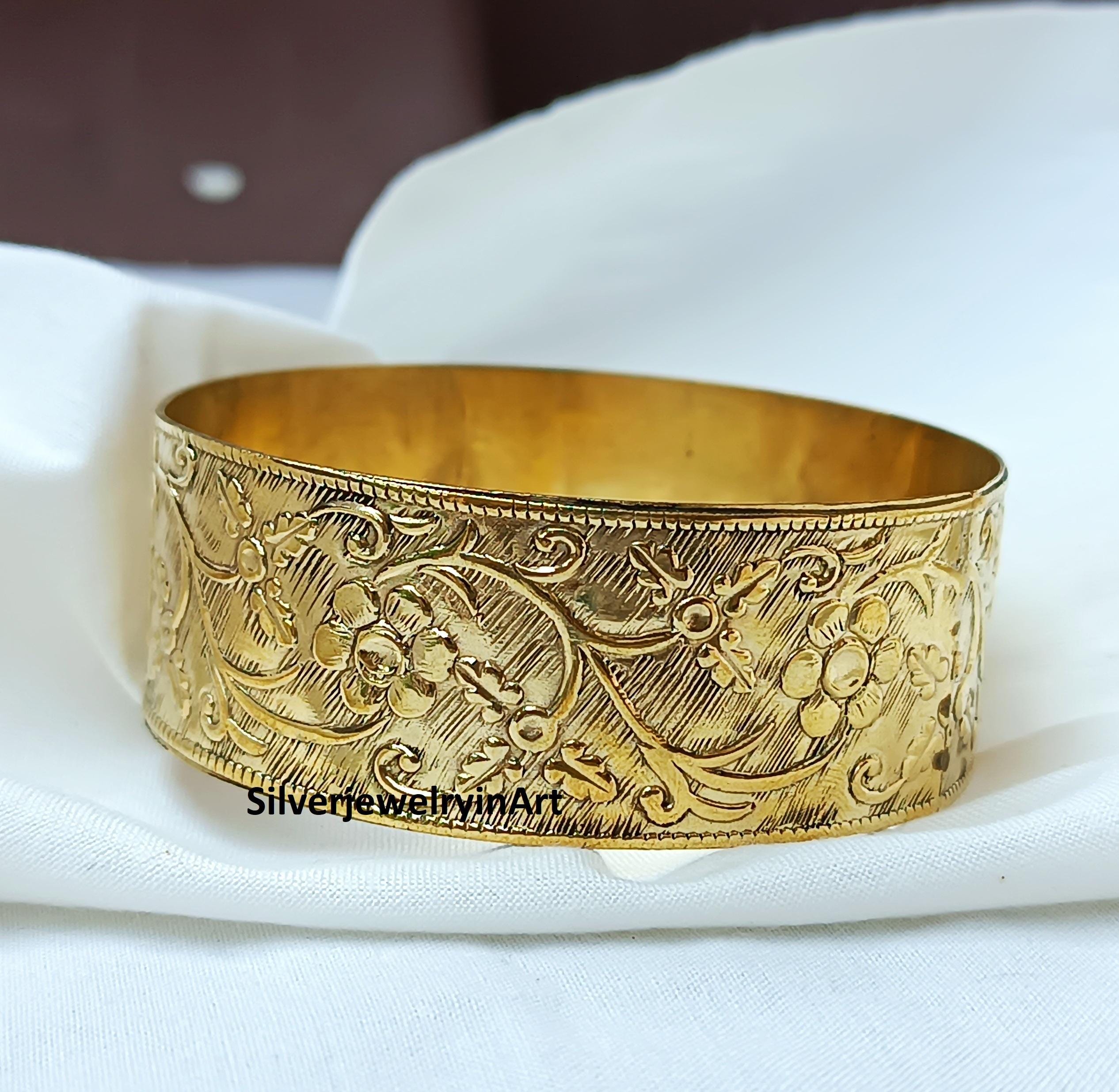 Handmade Brass Flower Bangle: Stacking Cuff Jewelry - Etsy