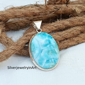 Larimar Gemstone Pendant,Handmade Silver Jewelry,Women Pendant, Larimar Stone Jewelry,925 Sterling Silver Pendant, Wedding Gift,Gift For Her