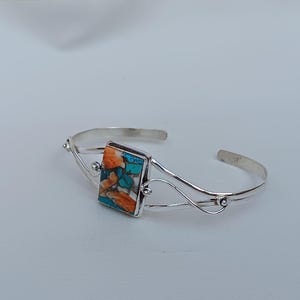 Silver Bangle , Oyster Turquoise Bangle , Handmade Bangle , Gifts For Mother , Turquoise Jewelry , 925 Sterling Silver Bangle  Wedding Gifts