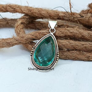 Aquamarine Pendant ,Women Pendant ,925 Sterling Silver Pendant ,Naturel Pendant , Boho Gemstone Pendant Aquamarine Gemstone,Wedding Gift