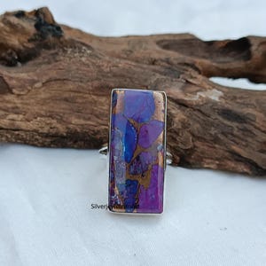 Lila Kupfer Türkis Ring, Boho Ring, 925 Sterling Silber Schmuck, handgemachter Schmuck, Türkis Edelstein Ring, Geschenk für sie, Weihnachtsgeschenk