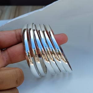 Handgjort Halvrund Armbandsset i Sterling Silver - Stapelbara Armringar