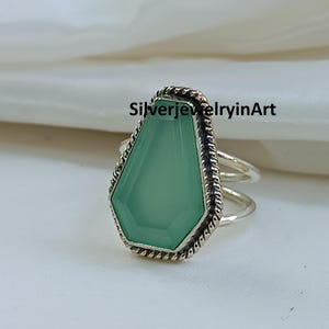 Naturel  Chalcedony Coffin Ring ,925 Silver Ring, Boho Ring, Handmade Ring,Coffin Jewelry, Chalcedony  Gemstone, Christmas Gift Gift For Her