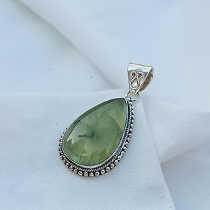 Prehnite Gemstone Pendant ,Silver Jewelry, Handmade Pendant ,Prehnite Pendant ,Anniversary Gift ,Women Jewelry ,925 Sterling Silver Pendant