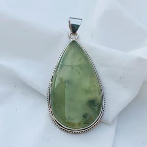 Prehnite Silver Pendant , Green Prehnite Gemstone , Handmade Pendant , Prehnite Jewelry , 925 Sterling Silver Pendant , Gift For Women,